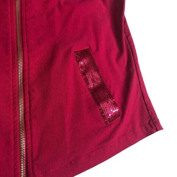 Drapers & Damons Vest Womens Petite Small Pink Sequin Full Zip Stretch Classic - Picture 6 of 10